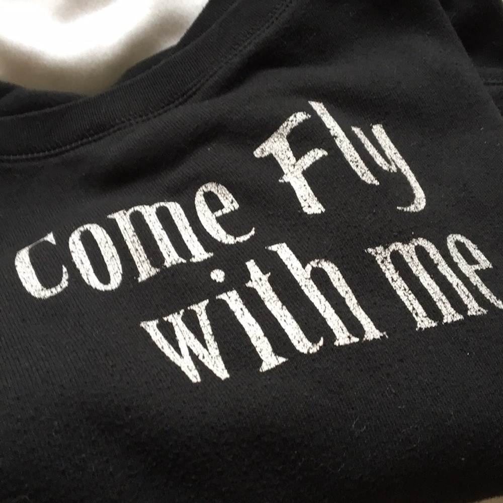 “Come fly with me” black wide neck sweatshirt - Picture 3 of 3